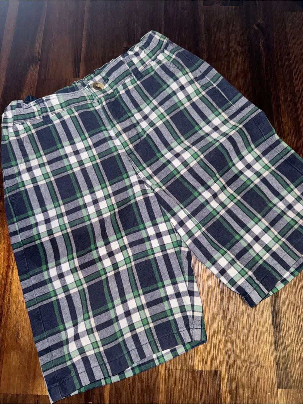 Janie and Jack Navy and Green Plaid Boys' Shorts - Size 5